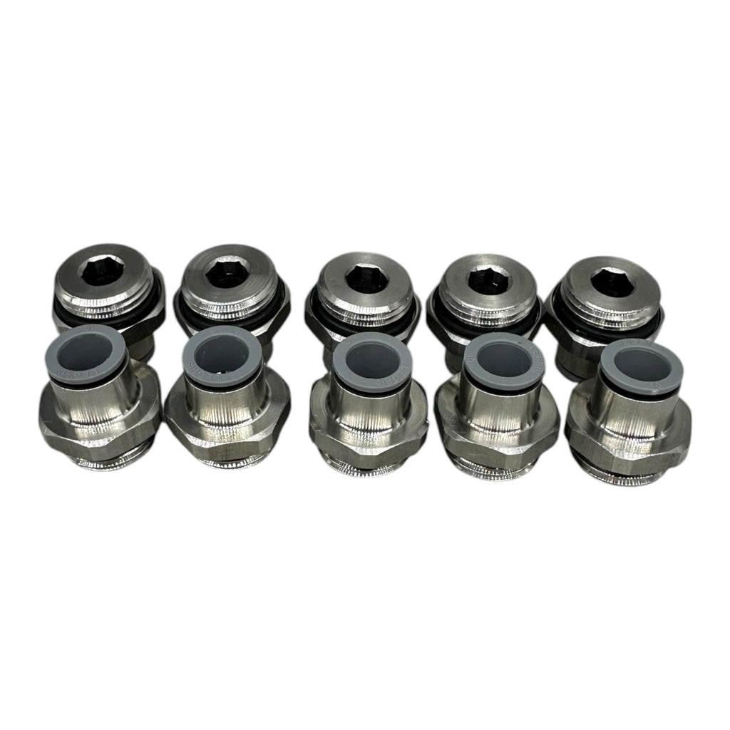 10x Parker Legris 69111021 Steckanschluss G1/4” Edelstahl Pneumatikfitting