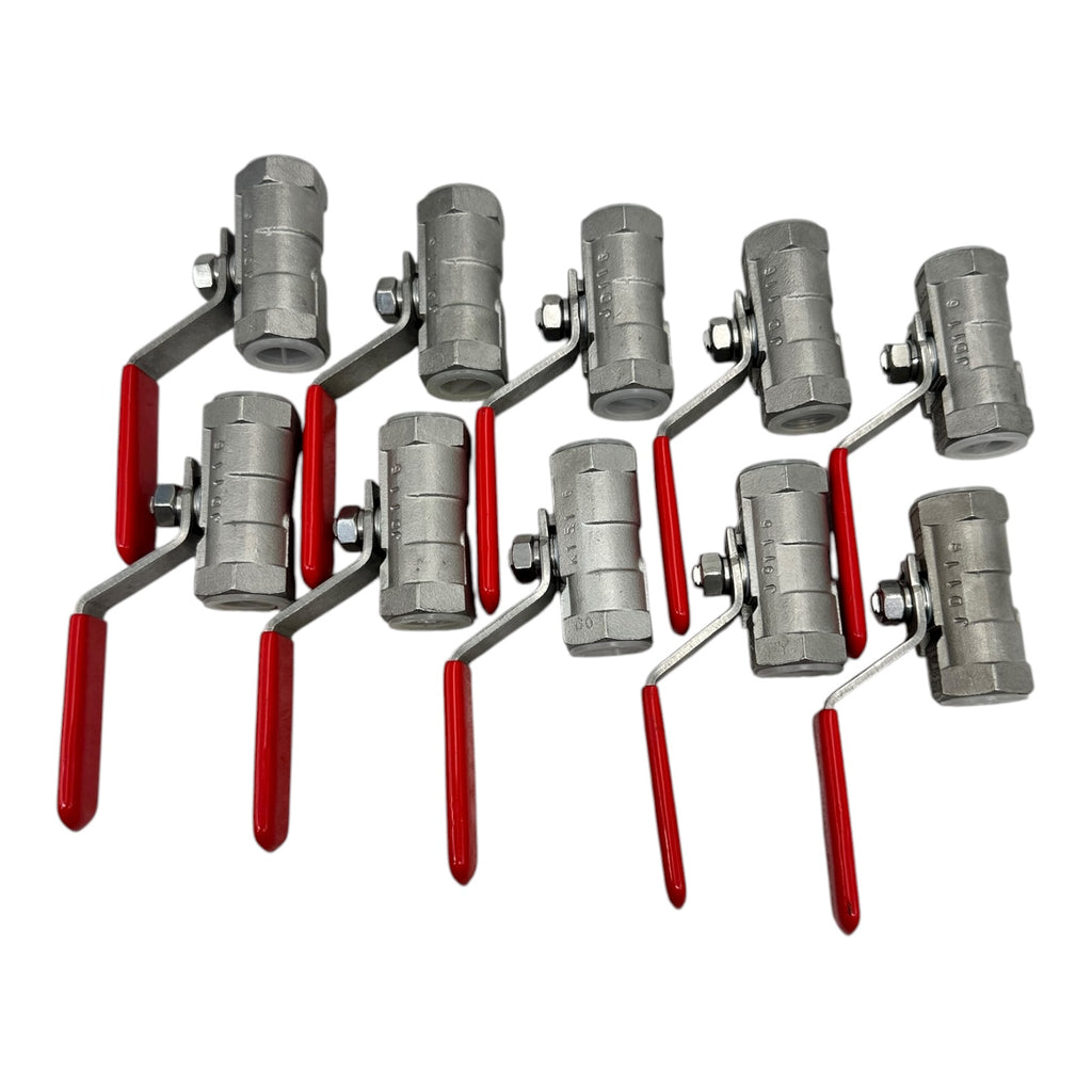10x Econ EC0774401 Edelstahl Kugelhahn DN12 PN68 2-Wege Ventil roter Griff