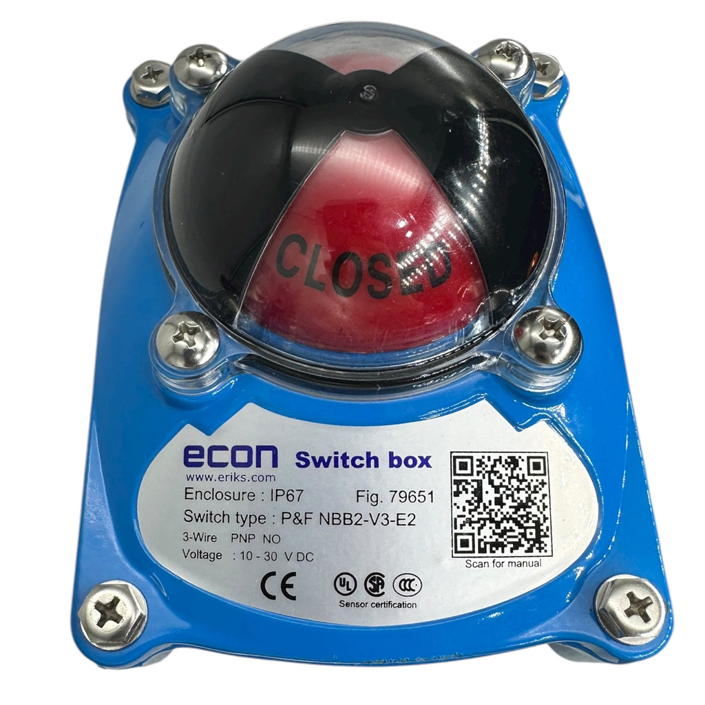 Econ 7289 DN25 PN40 Edelstahl Kugelhahn 1.4408 PTFE Graphit Switch Box IP67