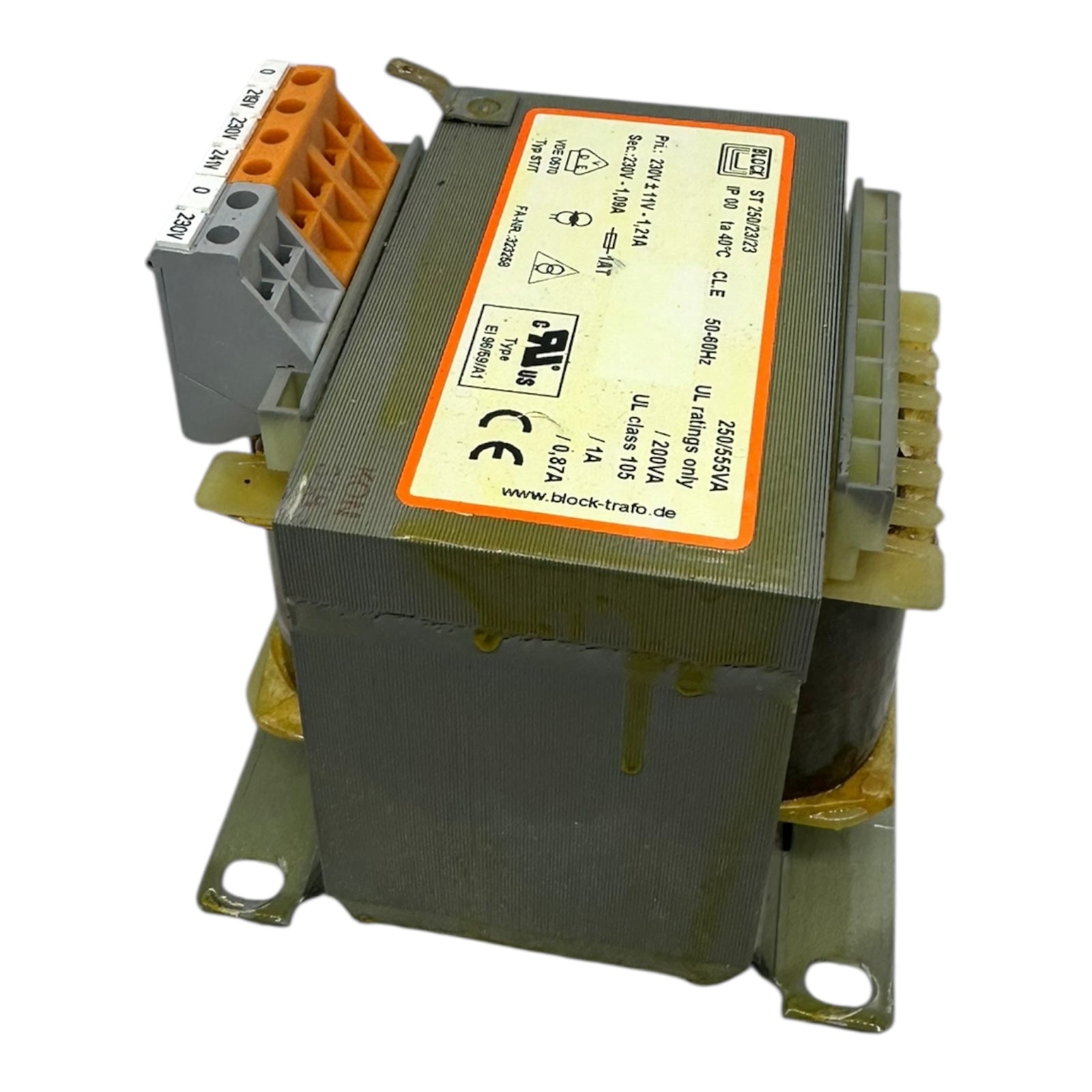 BLOCK ST 250/23/23 Transformator 230V 219/230/241V 250VA Trafo