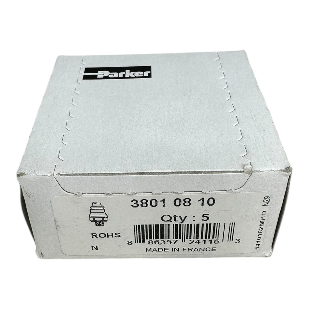 5x Parker 38010810 Hydraulik Verschraubung Gerade Einschraubstutzen Rohrfitting
