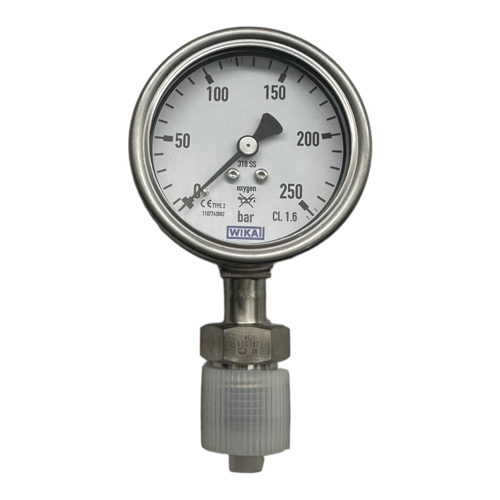 WIKA Manometer Oxygen Hochdruckmanometer mit 1/4" Anschluss unten 250bar / 63mm