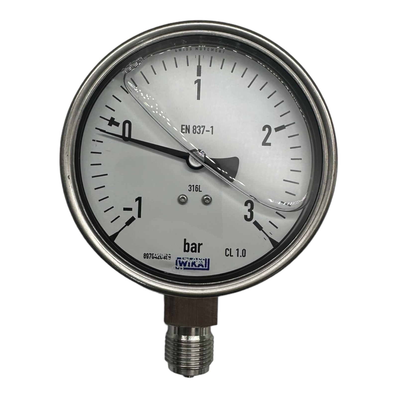 WIKA Glycerin-Manometer senkrecht, 100mm, -1 bis 3 bar