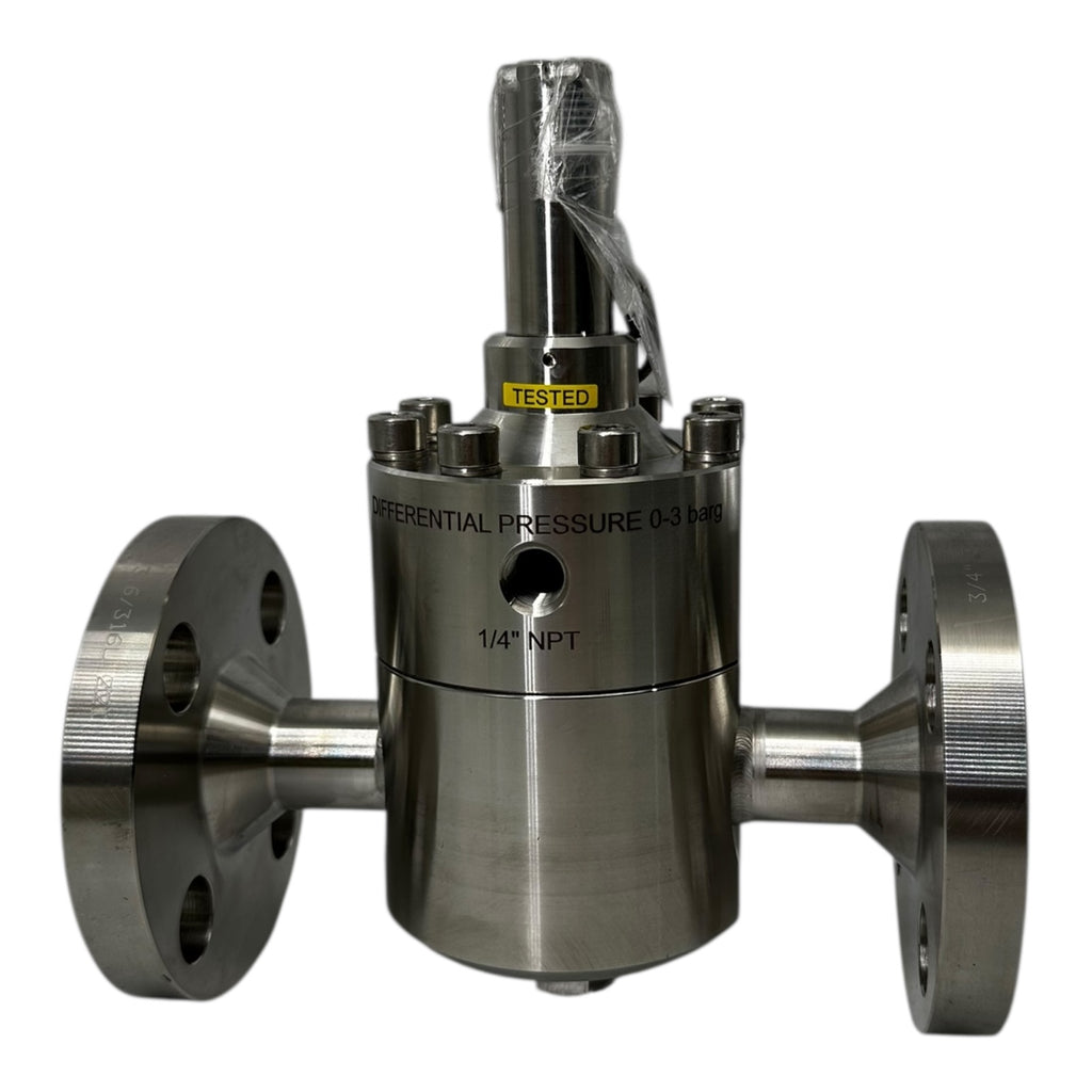 ZEI Differenzdruckventil Edelstahl 0–3 bar 1/4” NPT Flansch 3/4” PN40