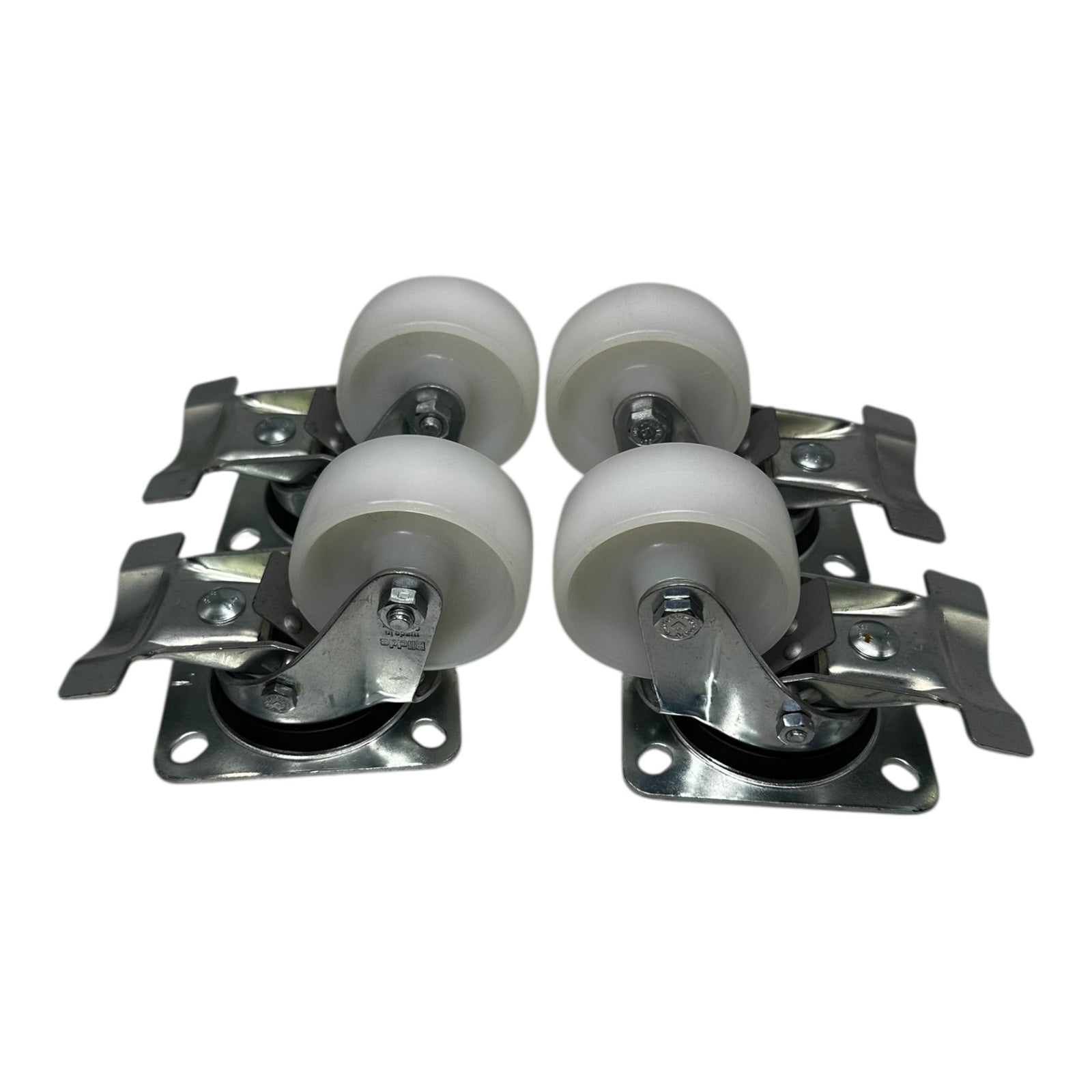 4x Lenkrolle 75mm Polyamid Schwerlast weisse Rolle mit Feststeller