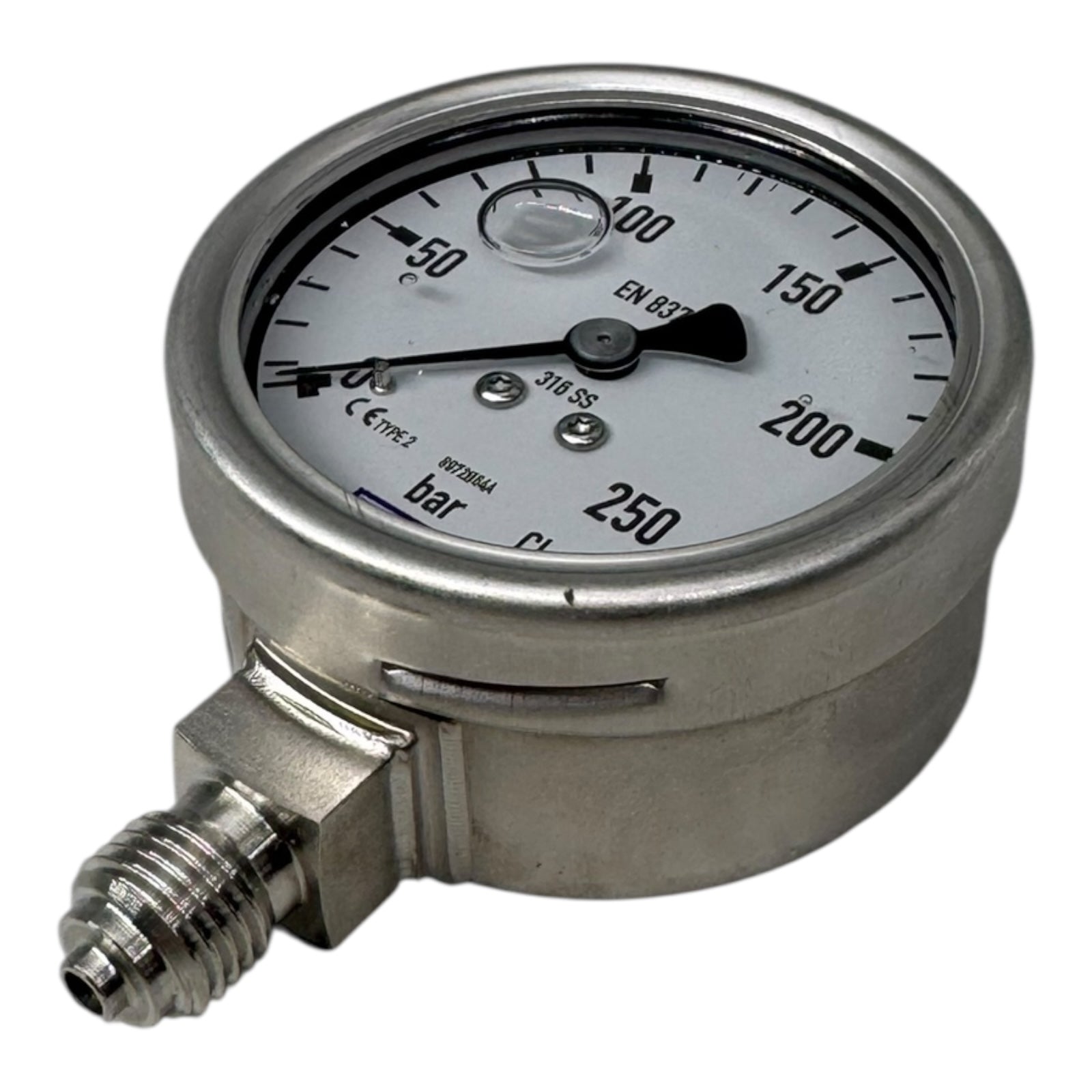 WIKA 233.50.063 Manometer 250bar G1/4B unten Edelstahl 316 Rohrfeder