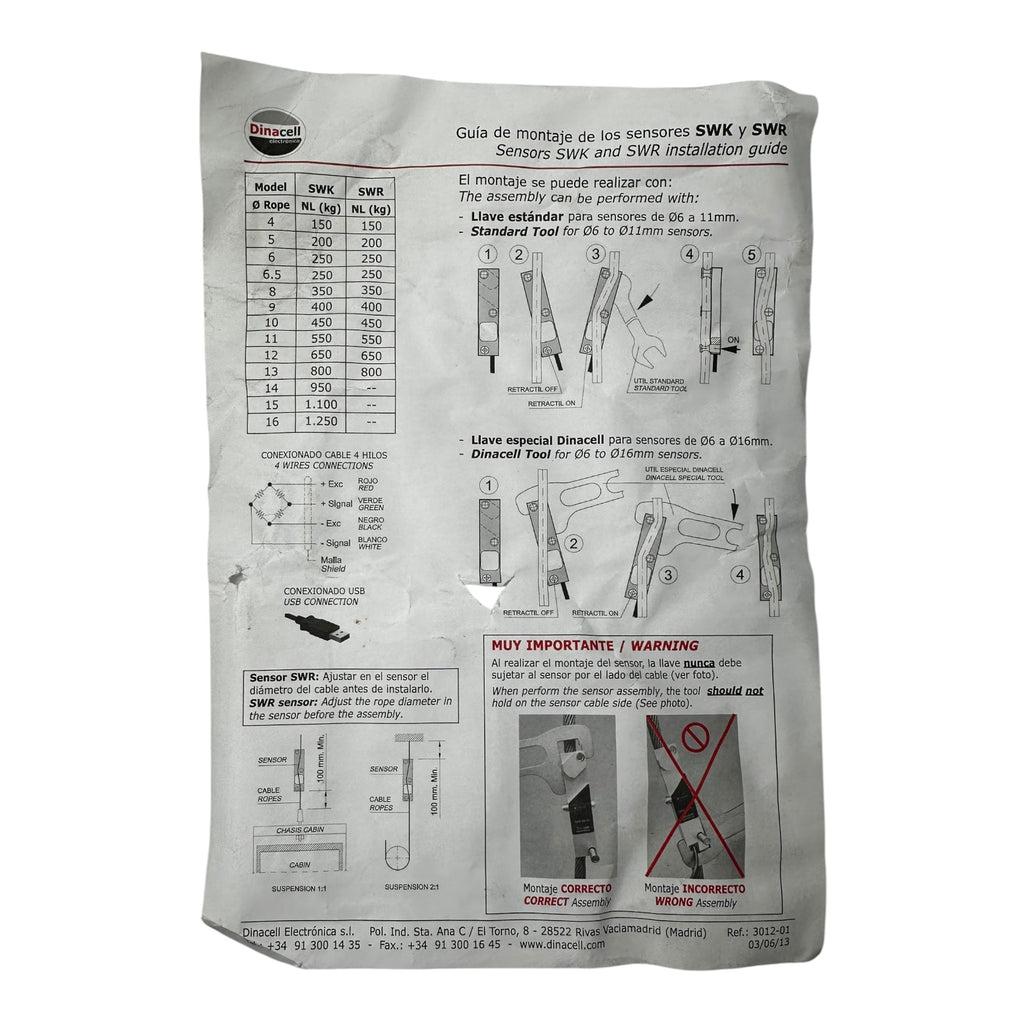 Dinacell 003289 CELULA SWK8cm50 Sensorensatz 8C für Aufzugüberwachung