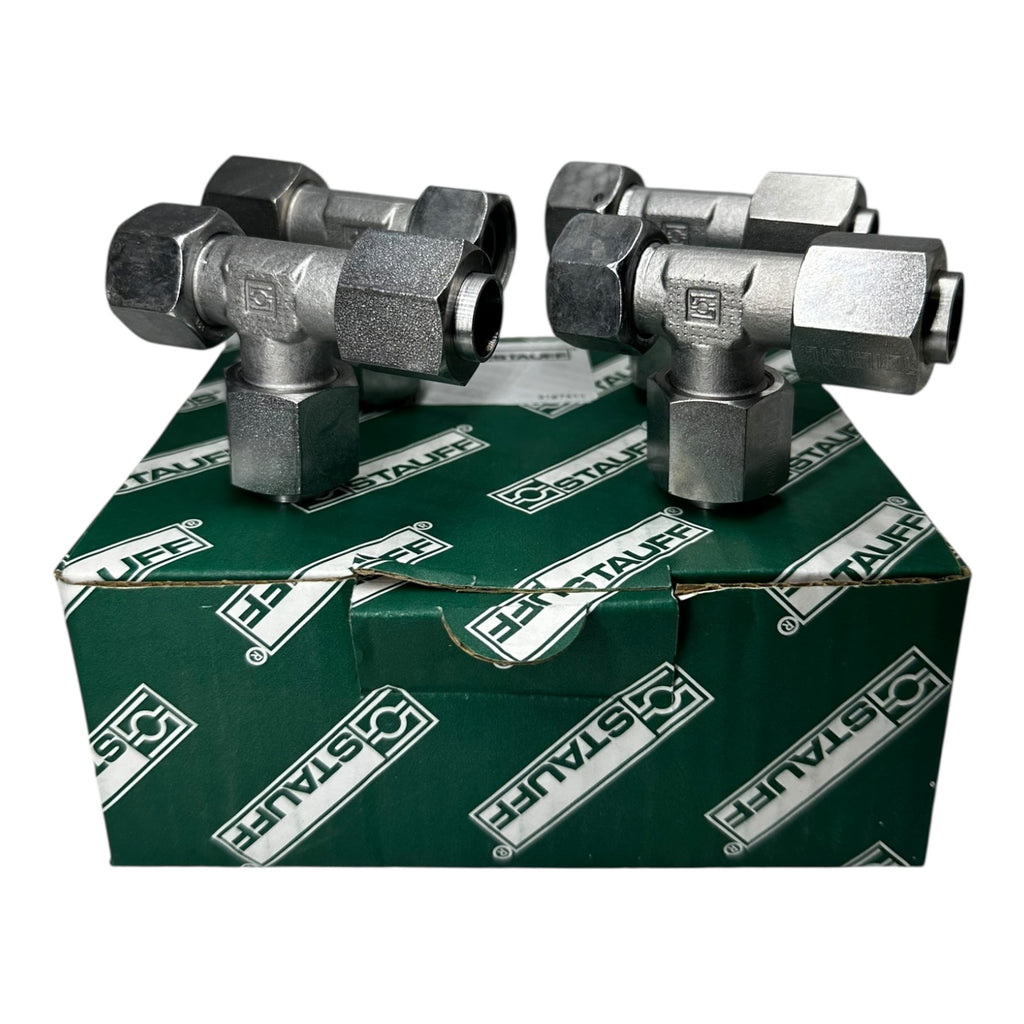 4x Stauff FI-ELD-15L-V-W3-DKO-AB T-Stück Hydraulik Verschraubung 15 mm DKO