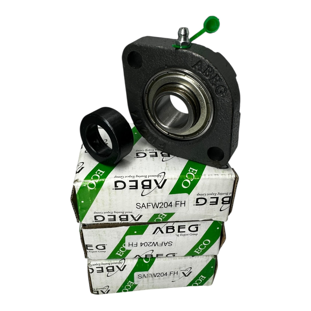 3x ABEG SAFW204 FH Flanschlagergehäuse 2-Loch Ø20mm Wälzlager ECO Serie