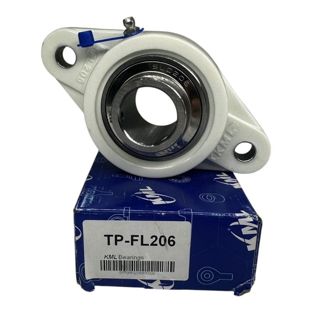 KML TP-FL206 Kunststoff Flanschlager 2-Loch Ø30 mm Gehäuselager SUC206 weiß