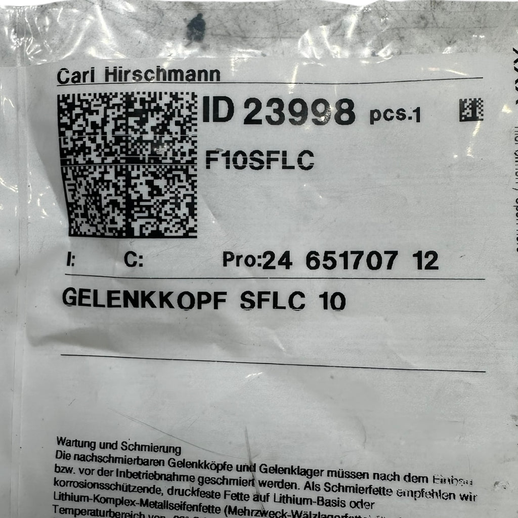 Carl Hirschmann Gelenkkopf SFLC 10 Wartbar Rechtsgewinde M10 Gelenklager Neu