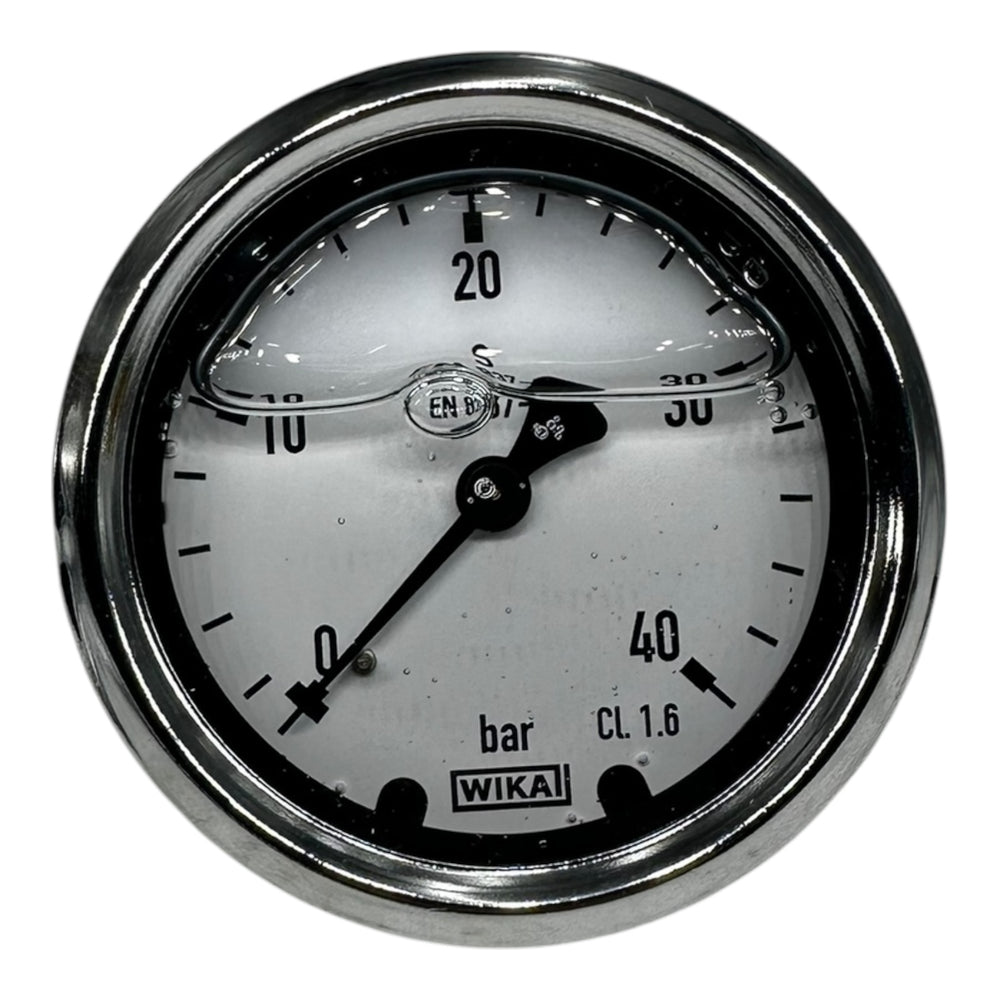 WIKA Manometer EN837 0–40 bar G1/4” hinten Glyzerin gefüllt Ø63mm CL1.6