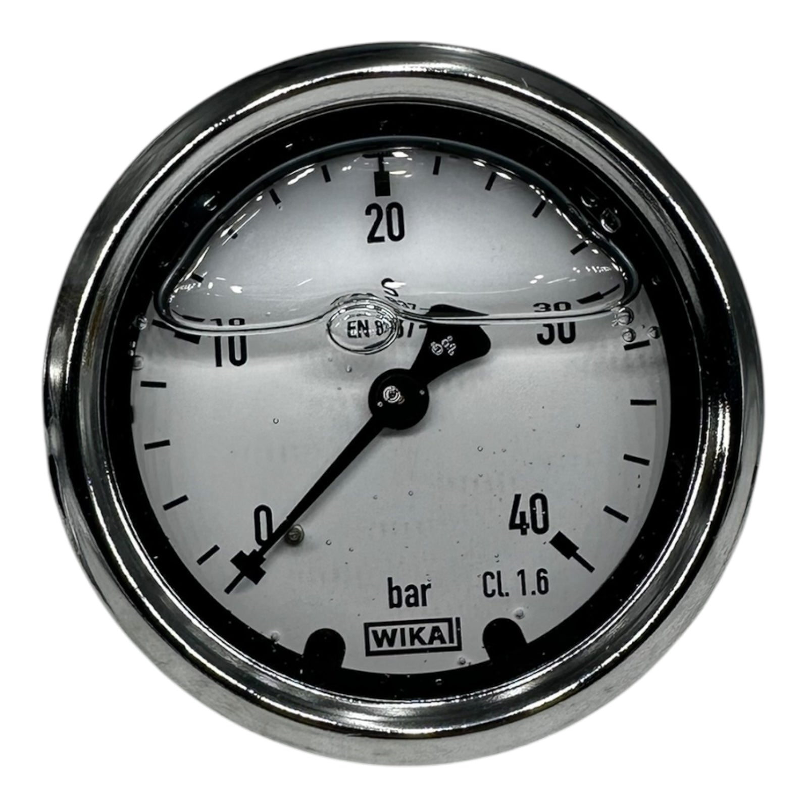 WIKA Manometer EN837 0–40 bar G1/4” hinten Glyzerin gefüllt Ø63mm CL1.6
