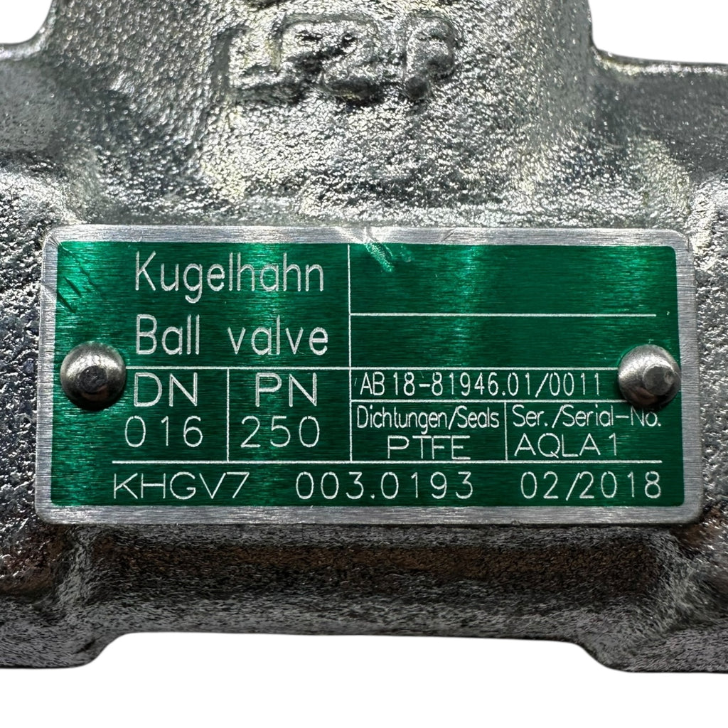 Böhmer Kugelhahn DN16 PN250 Edelstahl PTFE Dichtungen Hochdruck Ventil