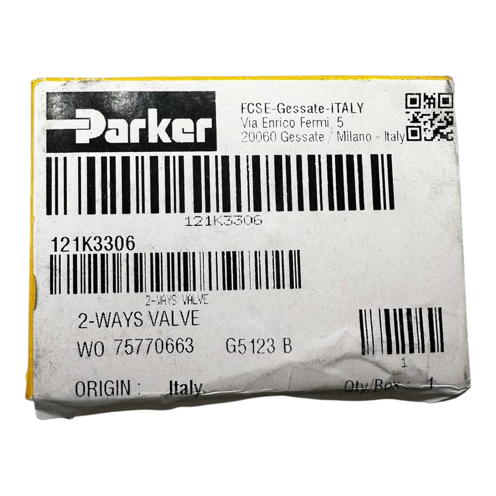 Parker 121K3306 2-Wege Ventil Hydraulik Messingventil G5123B