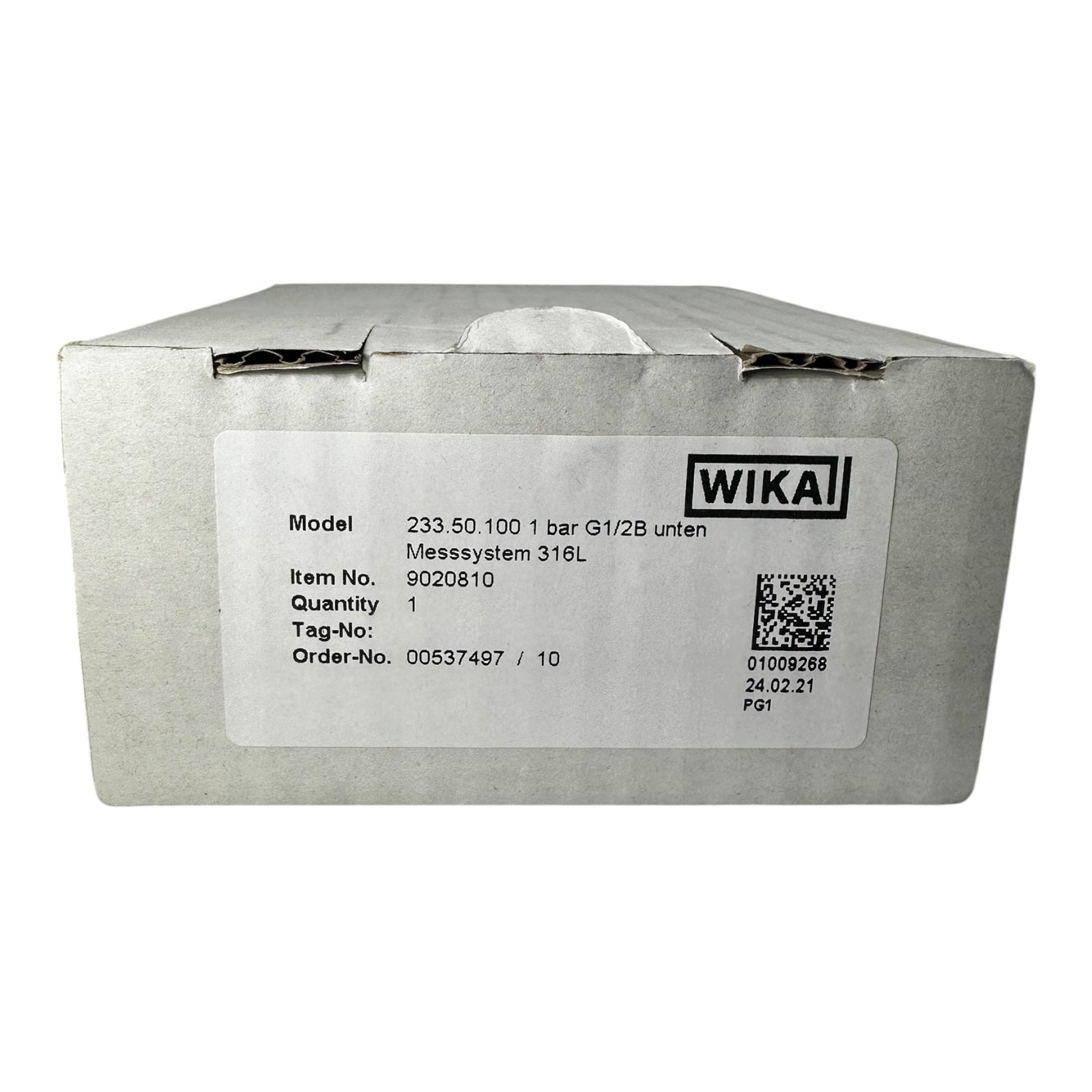 WIKA Manometer 233.50.100 0–1 bar G1/2B unten Edelstahl 316L IP65 Klasse 1.0