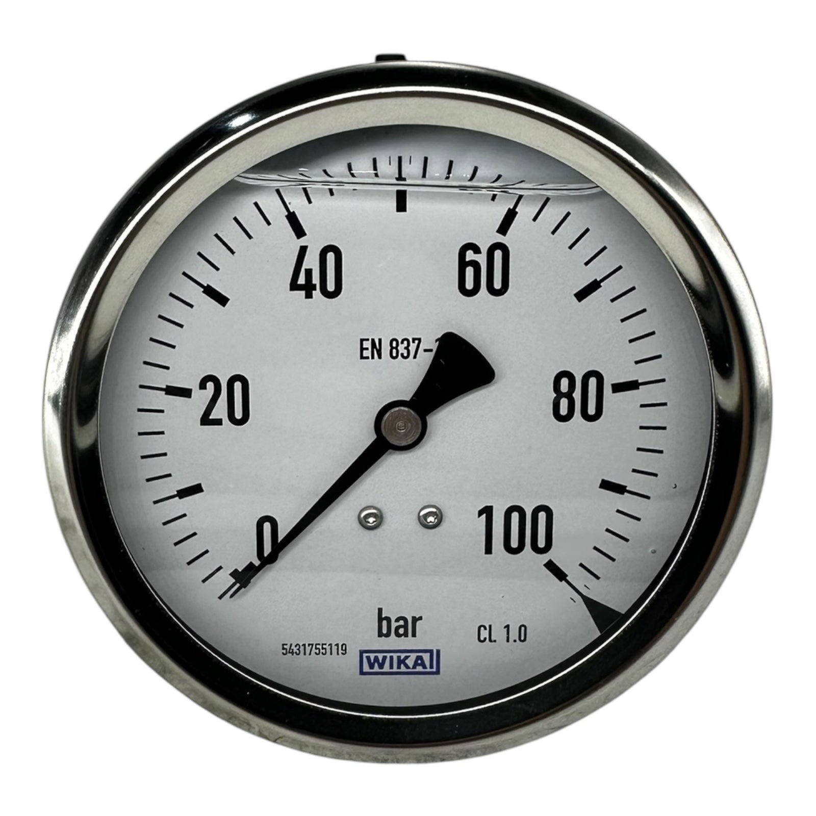 WIKA Manometer 0–100 bar G1/2B unten Ø100mm Edelstahl Druckmesser CL 1.0