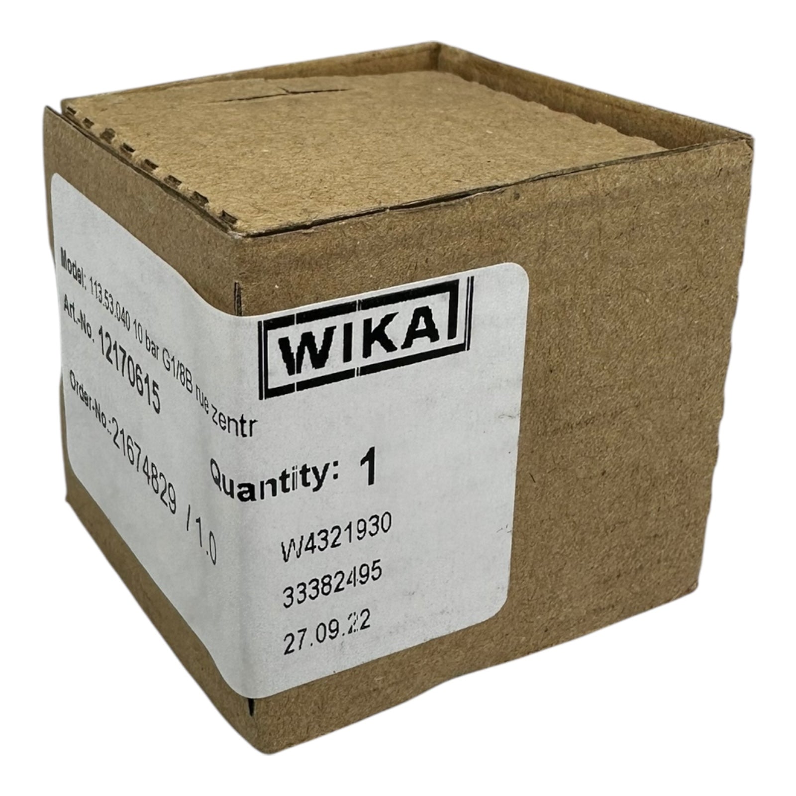 WIKA Manometer 113.53.040 10 bar G1/8B hinten Ø40mm Druckmesser CL 2.5