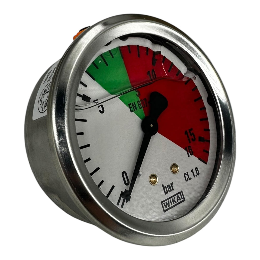 WIKA Manometer 0–16 bar G1/4B unten Ø63mm farbskala Grün/Rot Druckmesser