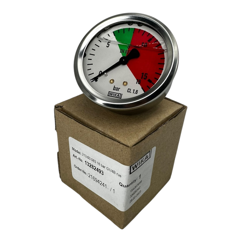 WIKA Manometer 213.53.063 0–16 bar G1/4B CL 1.6 Edelstahlgehäuse farbskala Neu