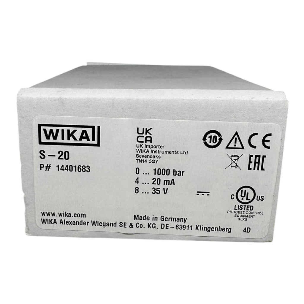 WIKA S-20 Drucksensor 0–1000 bar 4–20mA G1/4 14401683 Industrie Transmitter NEU