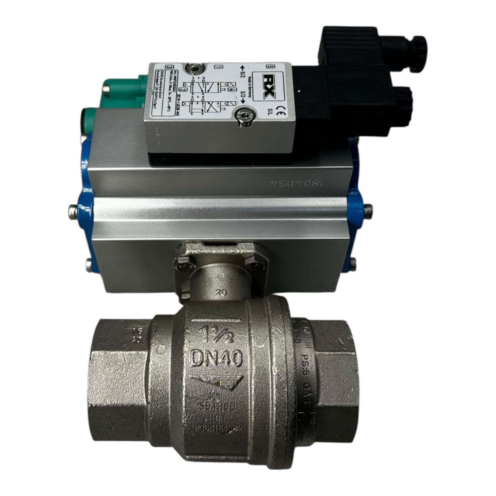 Econ Kugelhahn DN40 PN16 Edelstahl mit Pneumatik Antrieb RX P+F Sensor NEU