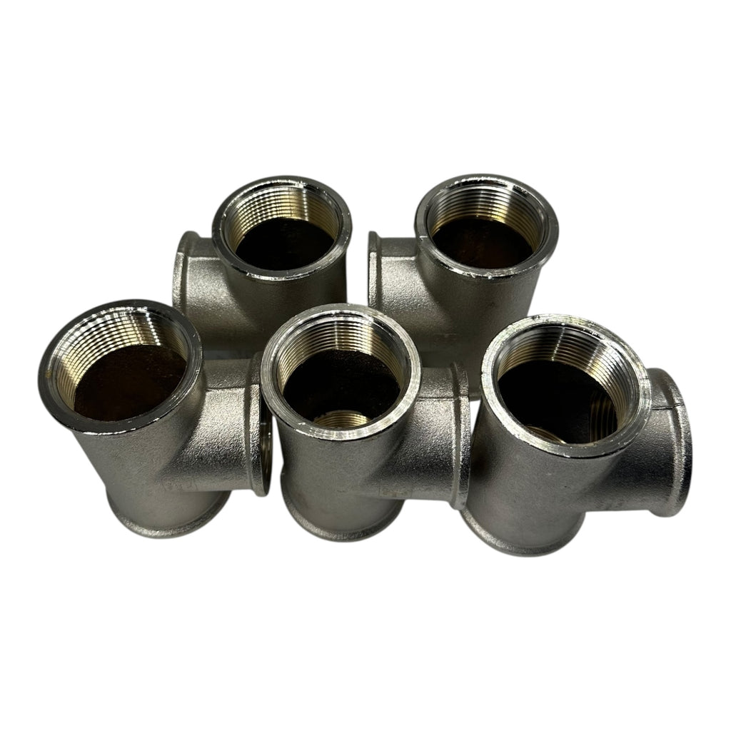 5x T-Stück 1½” FFF vernickelt Messing TEE Fitting Made in Italy Sanitär PN16