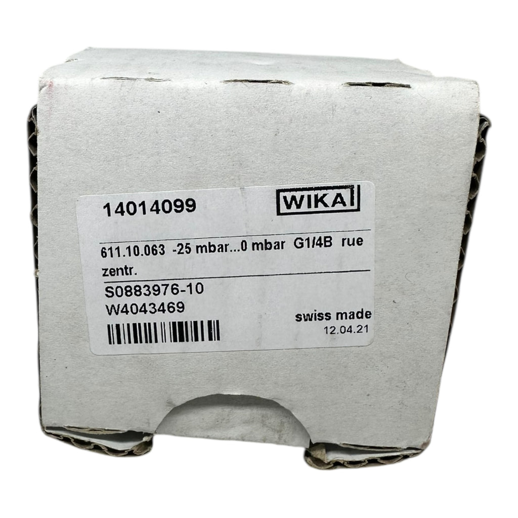 WIKA 611.10.063 Manometer -25…0 mbar G1/4B Ø63 mm Unterdruckanzeige CL1.6