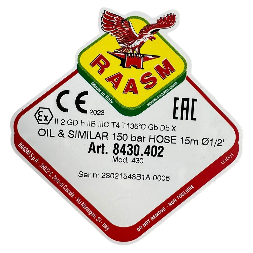 RAASM 8430.402 Schlauchtrommel 15 m 1/2” 150 bar Ölrolle Vitillo Tekno 1SC neu