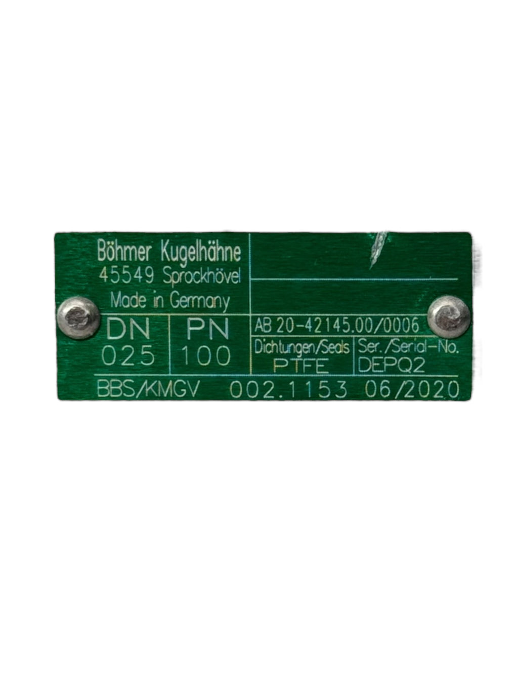 Böhmer BBS/KMGV100.725-A-L 002.1153 Kugelhahn DN25 PN100 IG PTFE Schaltblock