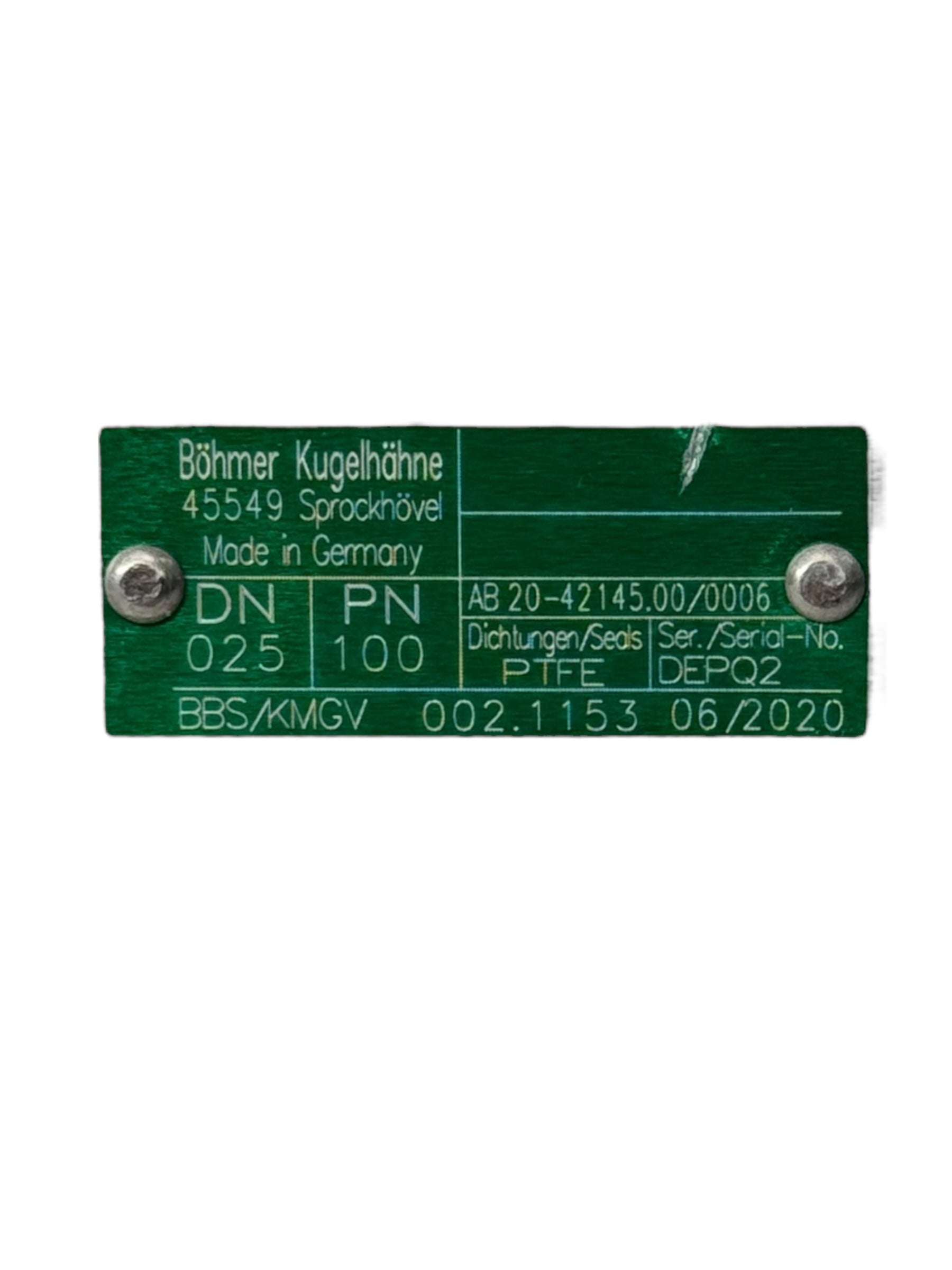 Böhmer BBS/KMGV100.725-A-L 002.1153 Kugelhahn DN25 PN100 IG PTFE Schaltblock