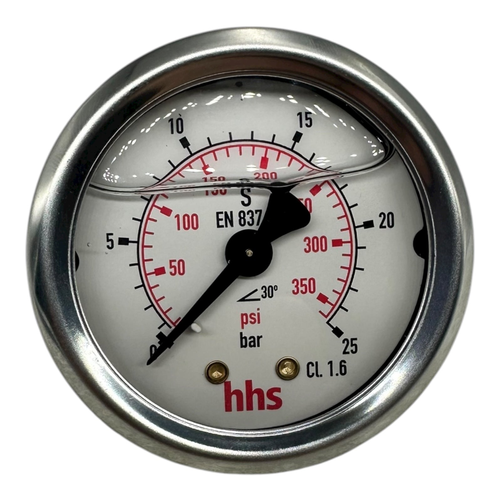 2x WIKA hhs Manometer 0–25 bar 0–350 psi G1/4B EN 837 CL 1.6 Druckmessgerät
