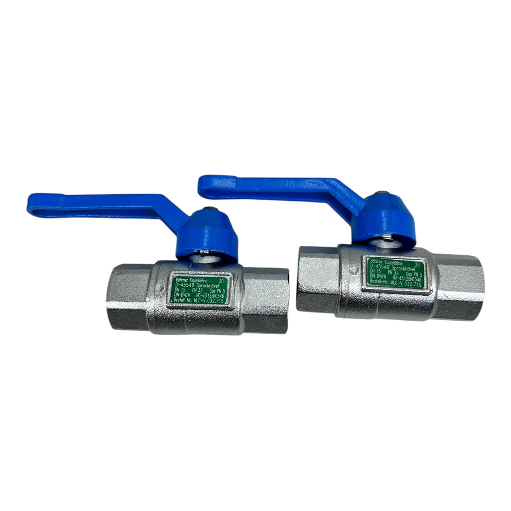 2x Böhmer Kugelhahn MLG-V 032.715 DN15 PN32 G1/2” Gasventil DVGW Edelstahl