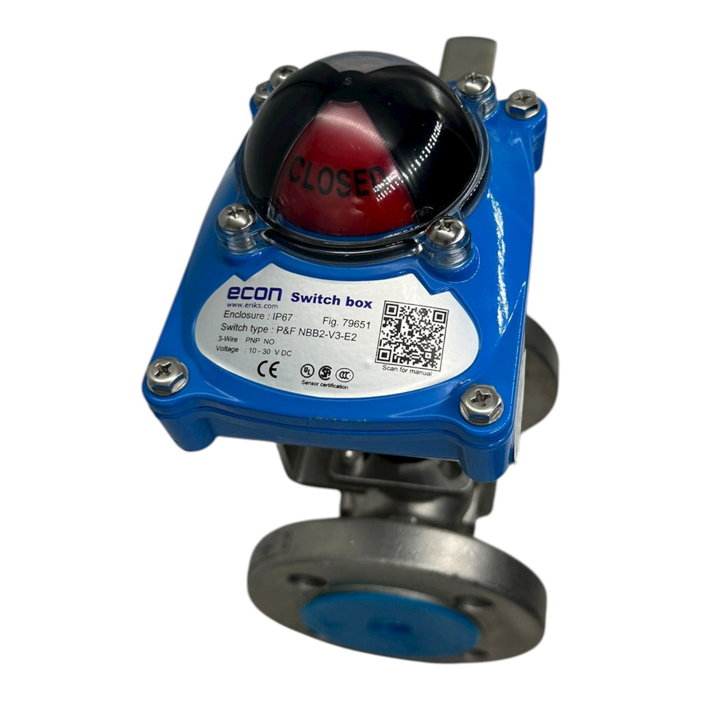 Econ 7289 DN25 PN40 Edelstahl Kugelhahn 1.4408 PTFE Graphit Switch Box IP67