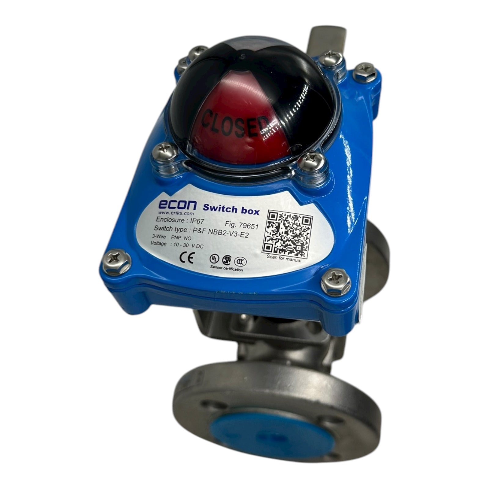 Econ 7289 DN25 PN40 Edelstahl Kugelhahn 1.4408 PTFE Graphit Switch Box IP67