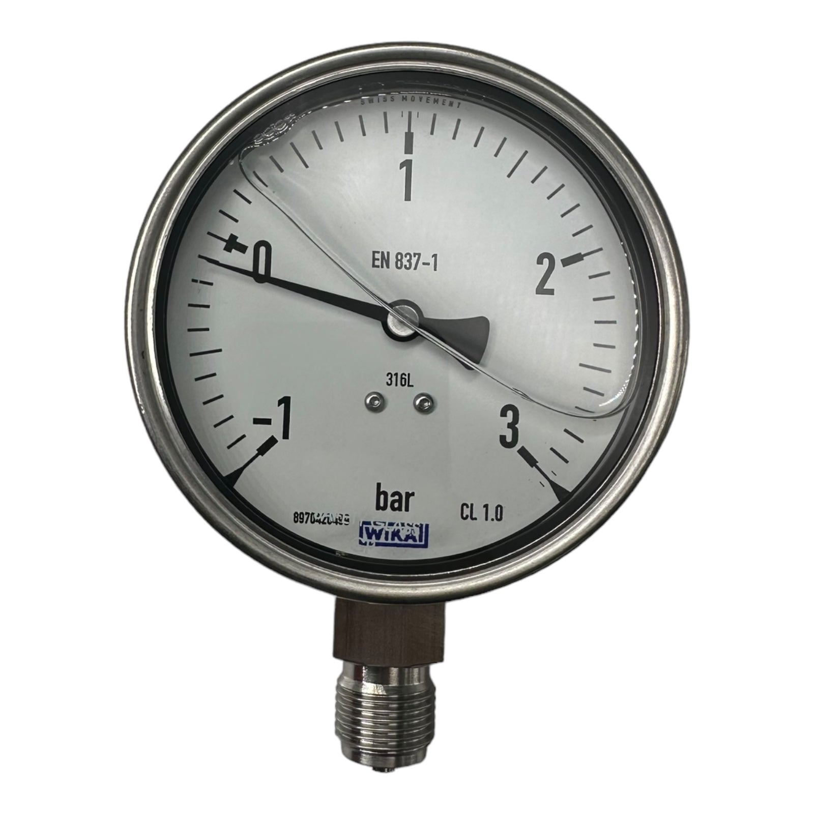 WIKA Glycerin-Manometer senkrecht, 100mm, -1 bis 3 bar