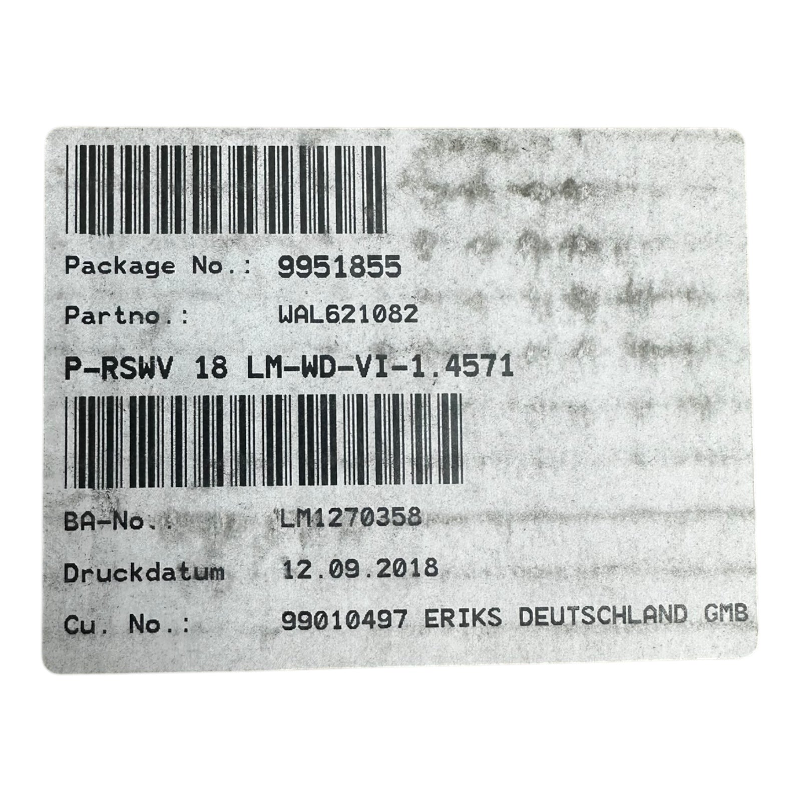 2x eaton WAL621082 P-RSWV 18L U-71 Edelstahl Winkelverschraubung