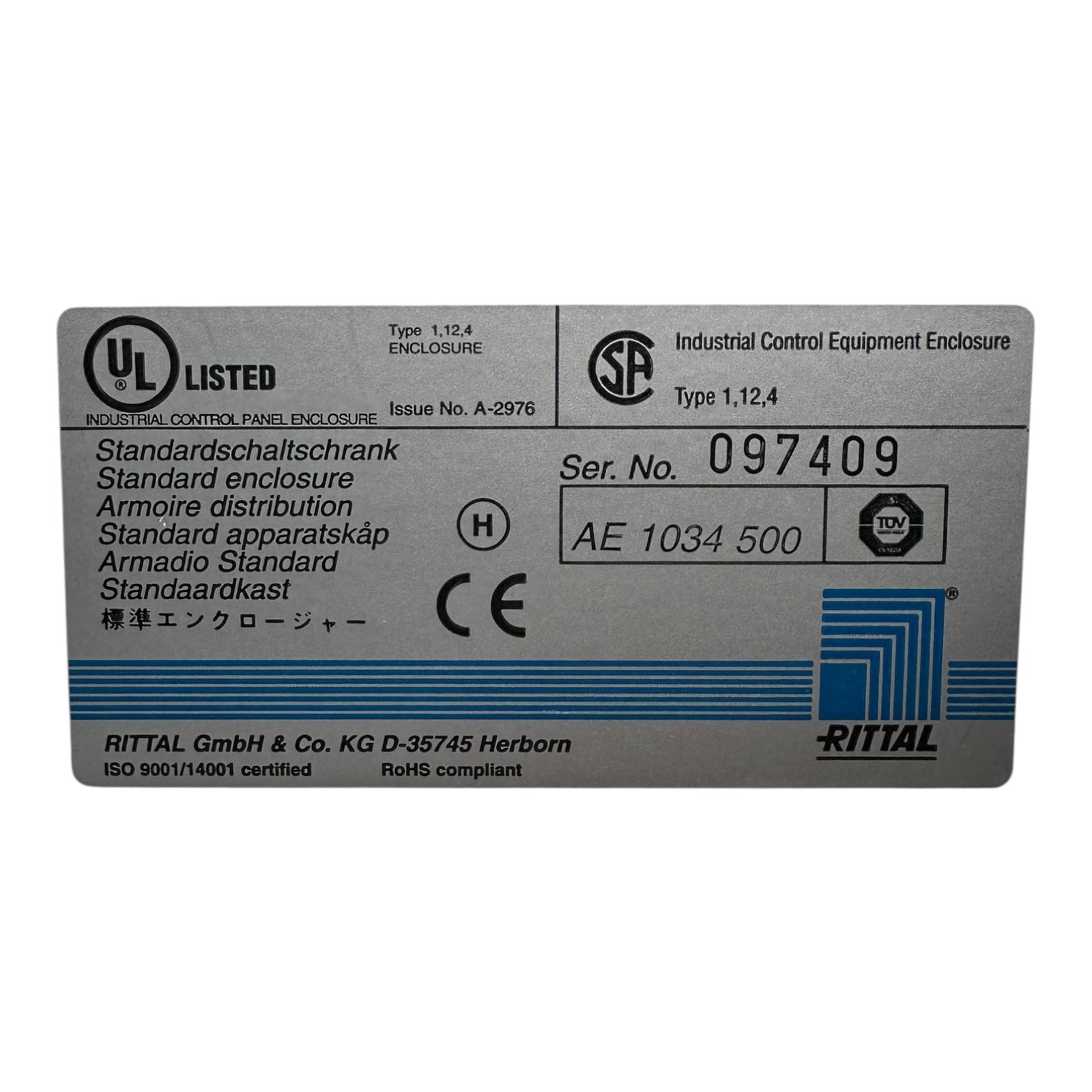 Rittal AE1034500 Standardschaltschrank  Metall Steuergehäuse 097409