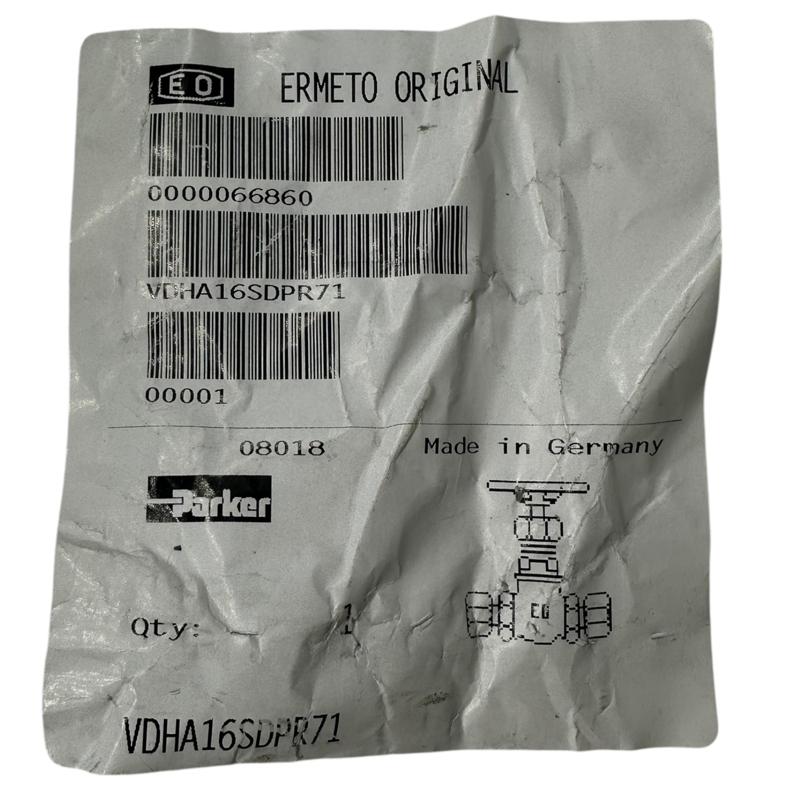 Parker Ermeto Persta VDHA16S Hochdruckventil EO Rohranschluss DN11 PN400
