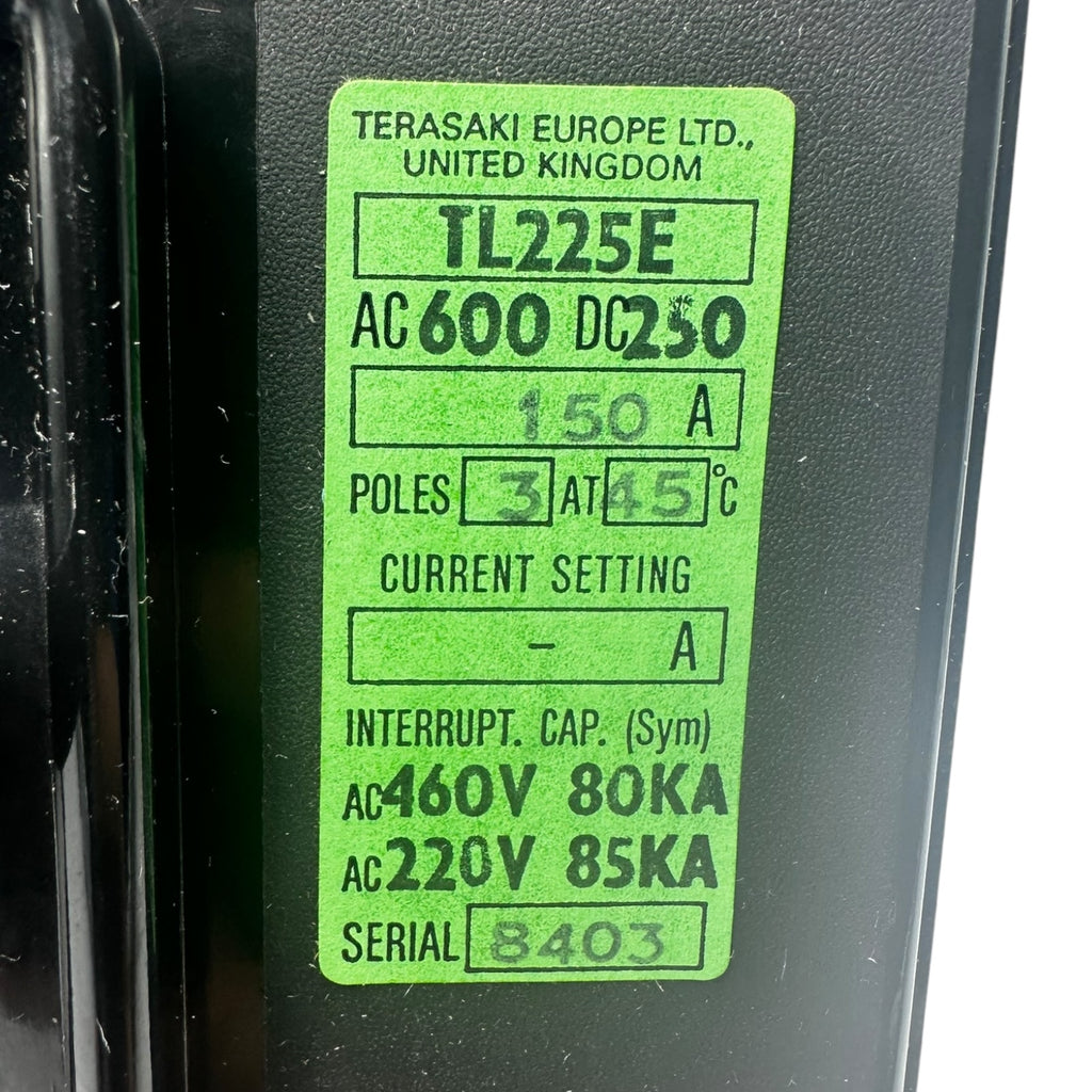 Terasaki TL225E Leistungsschalter 150A 3-polig 600V AC 250V DC 85kA