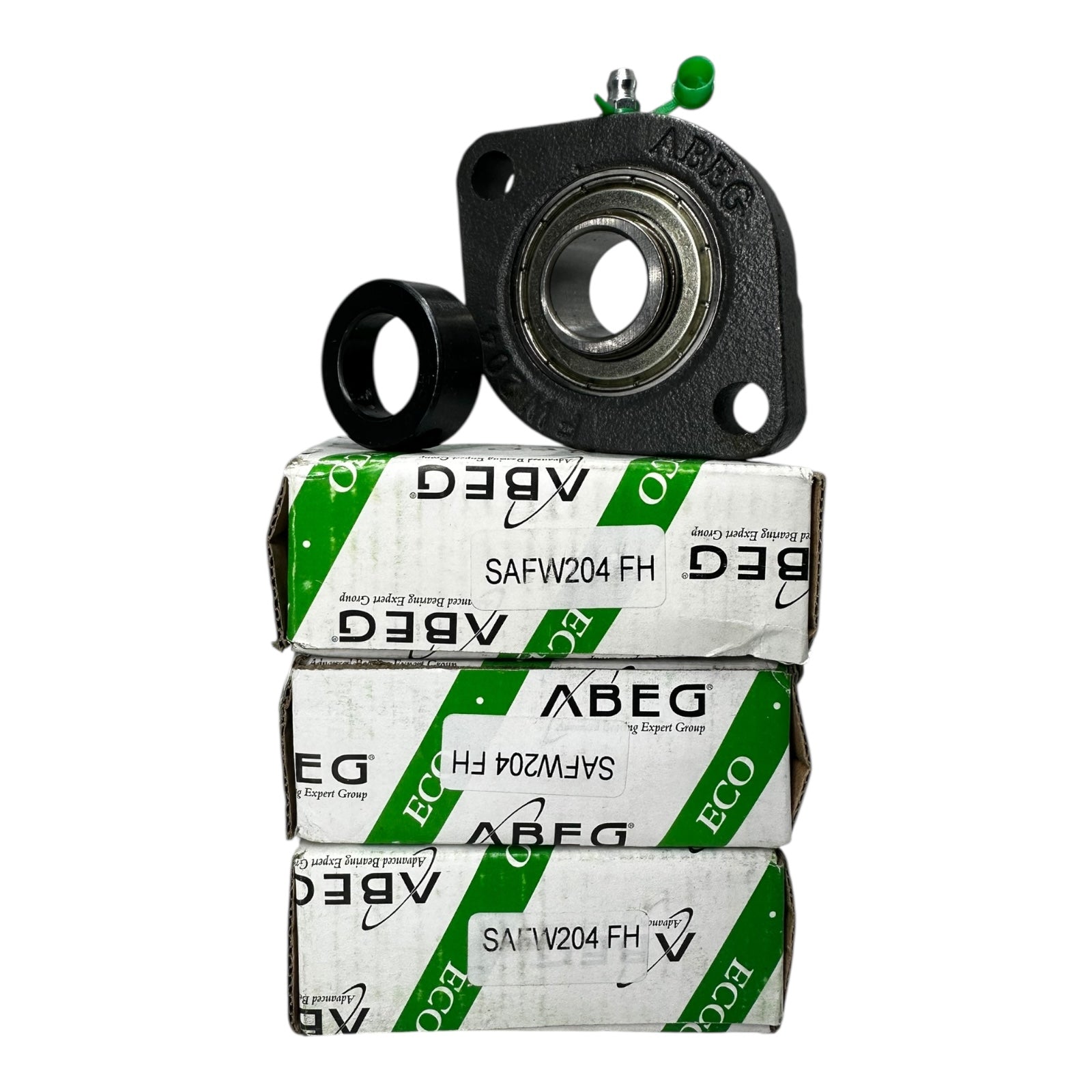 3x ABEG SAFW204 FH Flanschlagergehäuse 2-Loch Ø20mm Wälzlager ECO Serie