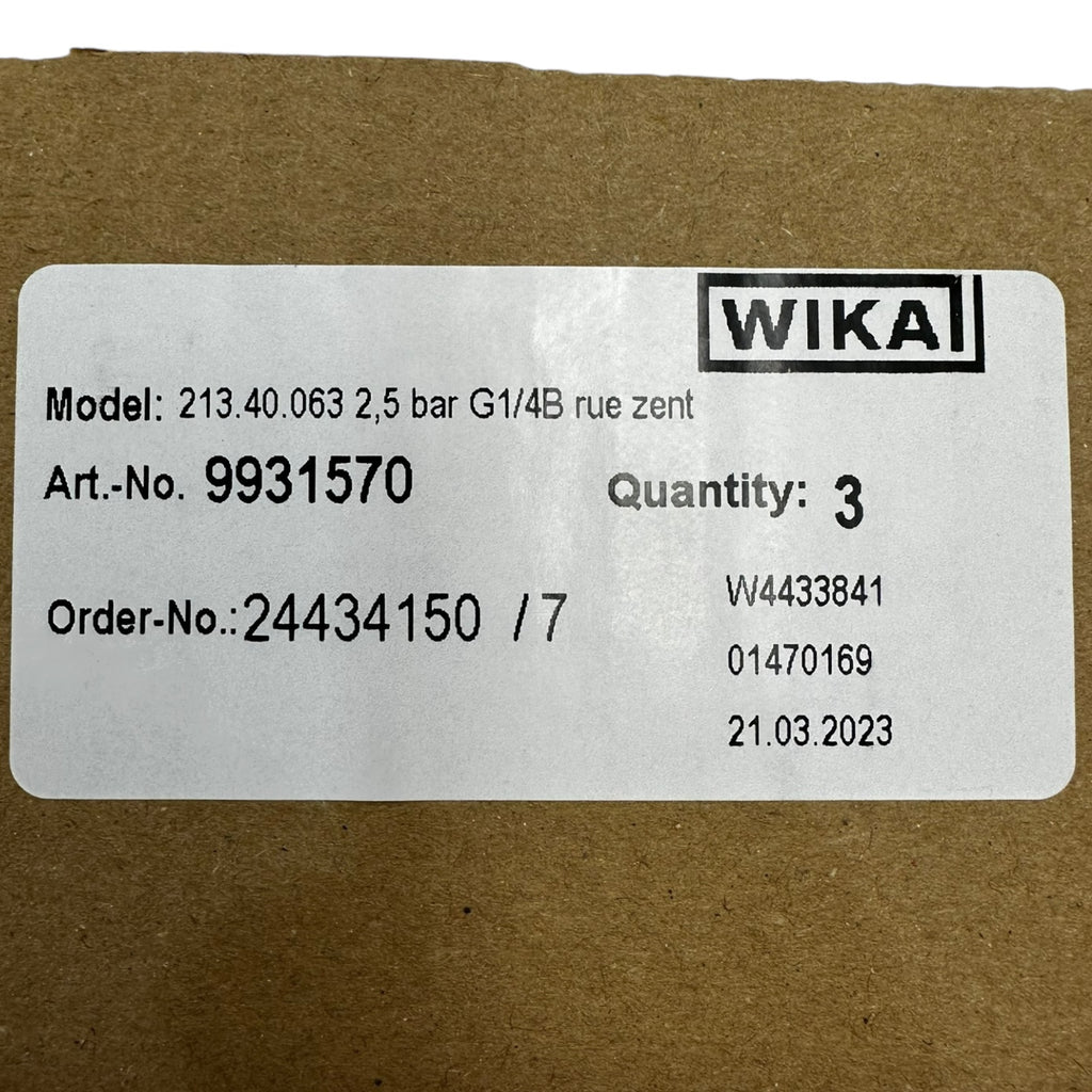 WIKA Manometer 213.40.063 0-2,5 bar G1/4B Anschluss CL1.6 Industrie EN 837