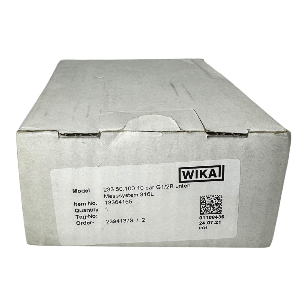 WIKA Manometer 233.50.100 10 bar G1/2B unten 316L Edelstahl Druckmesser