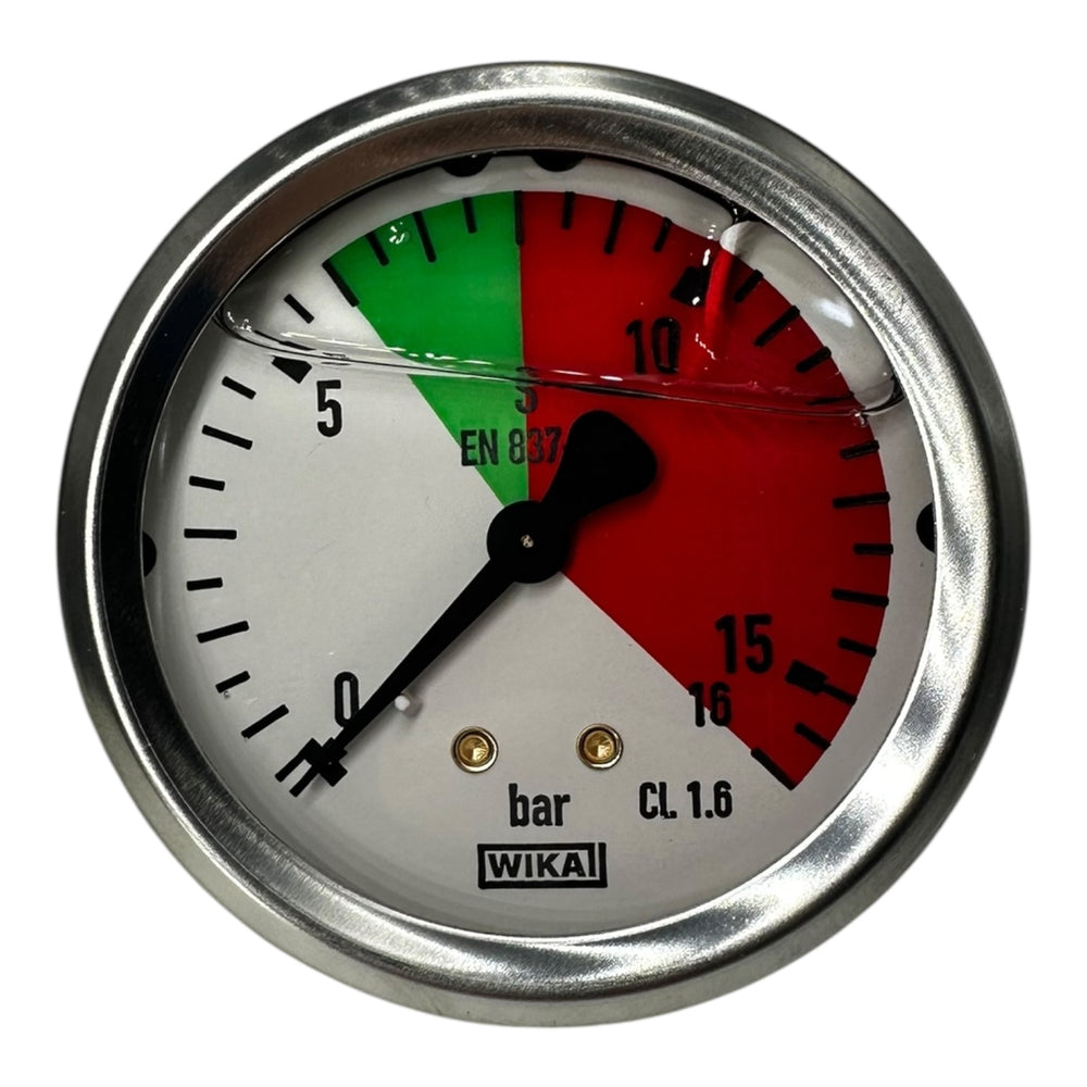 WIKA Manometer 0–16 bar G1/4B unten Ø63mm farbskala Grün/Rot Druckmesser