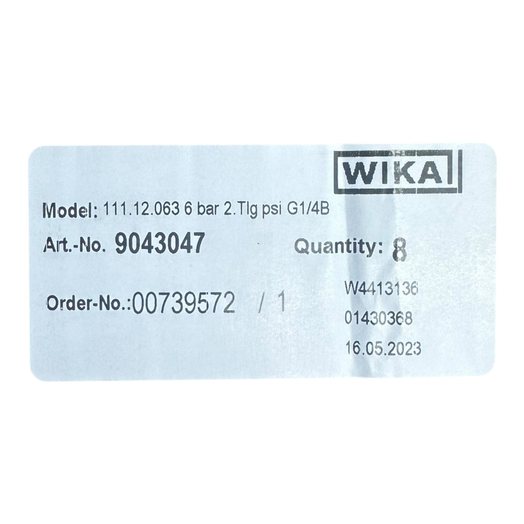 WIKA Manometer 111.12.063 63mm 0-6 bar 0-87 psi G1/4B Radial Anschluss Neu
