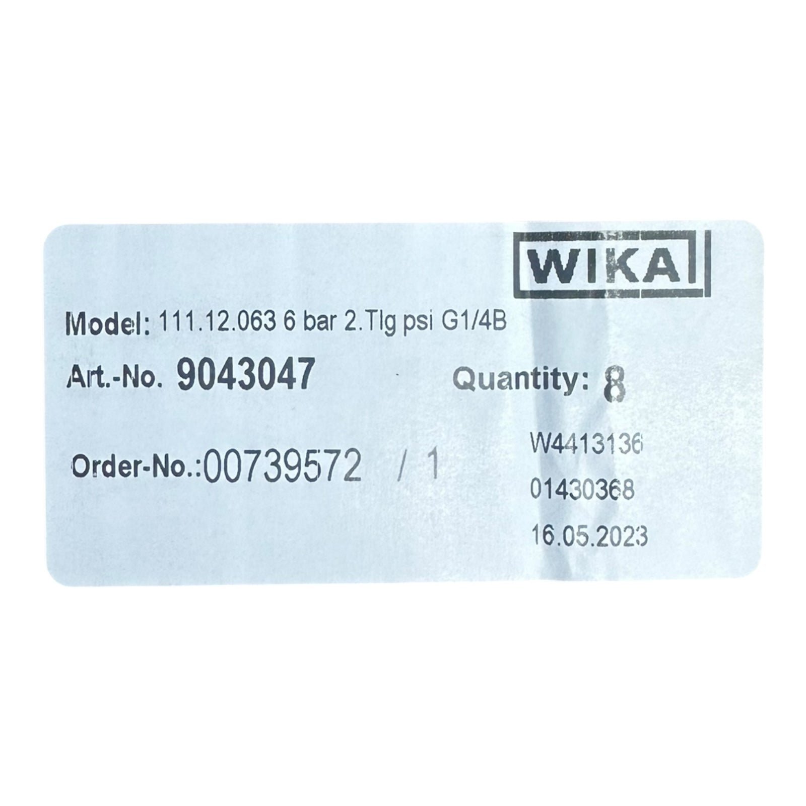 WIKA Manometer 111.12.063 63mm 0-6 bar 0-87 psi G1/4B Radial Anschluss Neu