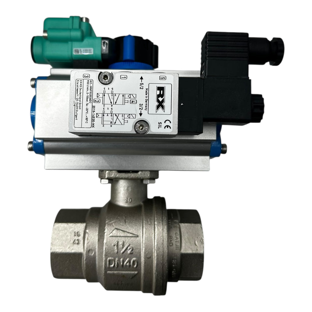 Econ Kugelhahn DN40 PN16 Edelstahl mit Pneumatik Antrieb RX P+F Sensor NEU