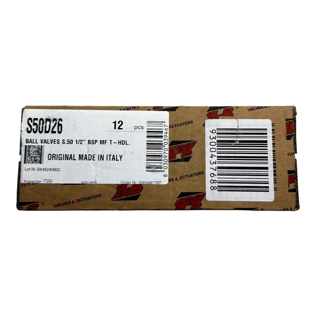 12x Rub Kugelhähne S50D26 DN15 1/2” BSP MF T-Handle CW617N