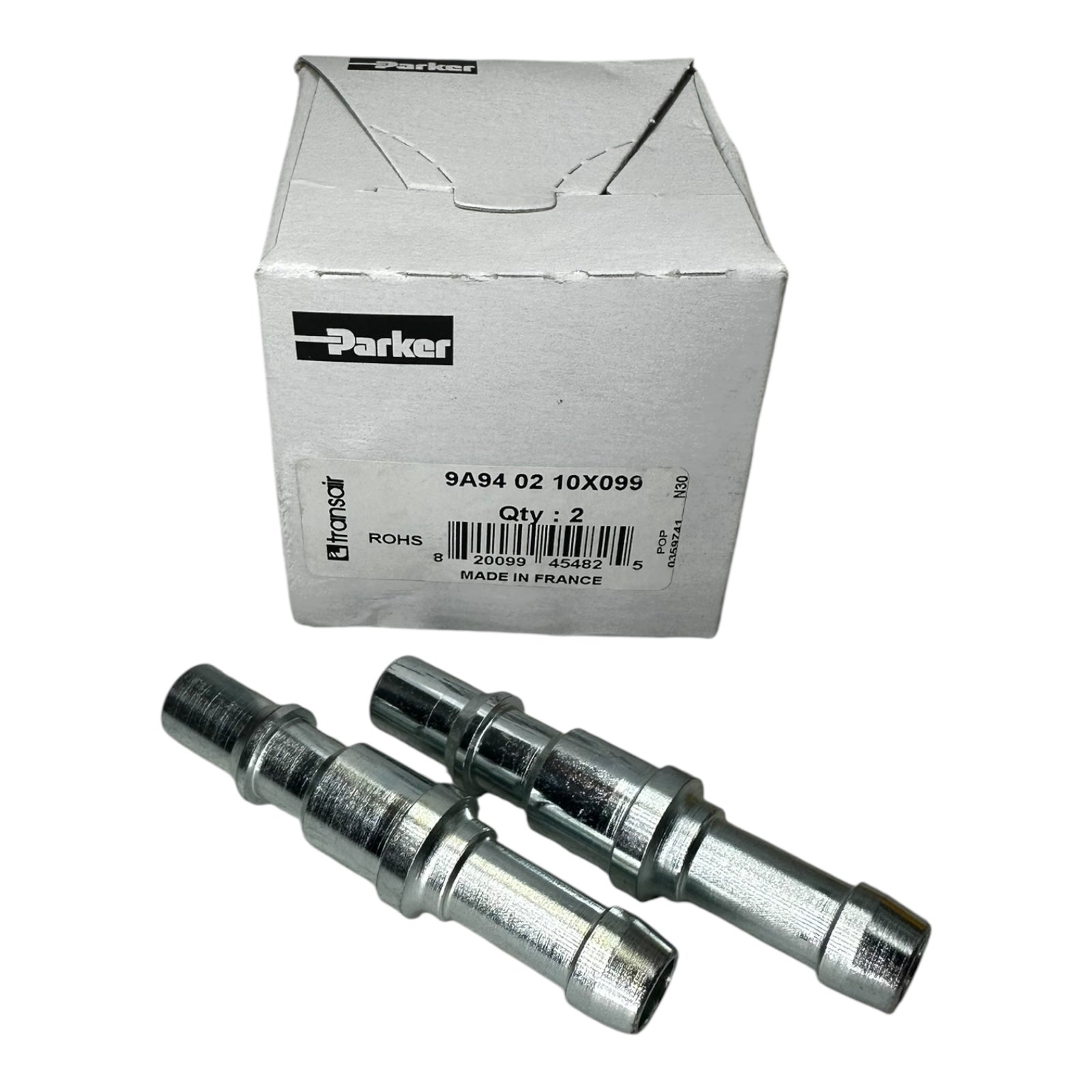 2x Parker Transair 9A94 02 10X099 Rohrverbinder Pneumatik Steckfitting