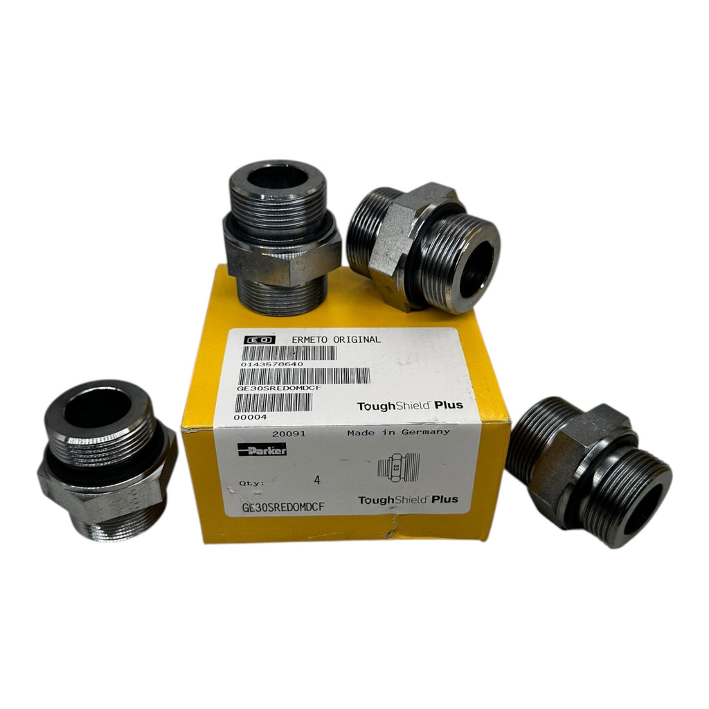 4x Parker Ermeto GE30SREDOMDCF Hydraulik Adapter ToughShield Plus Außengewinde